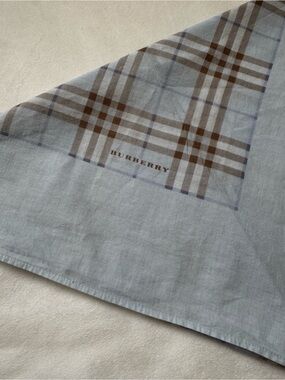 Burberry light Blue and Brown Check Cotton Scarf